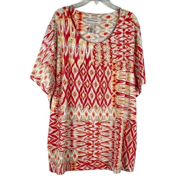Alfred Dunner Abstract Geometric Diamond Top 2X - Picture 1 of 10